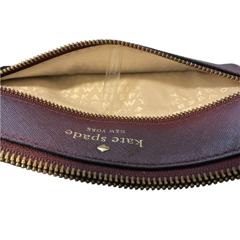 Kate Spade Maroon Wristlet with Gold Accents excellent condition no callouts - Picture 6 of 6